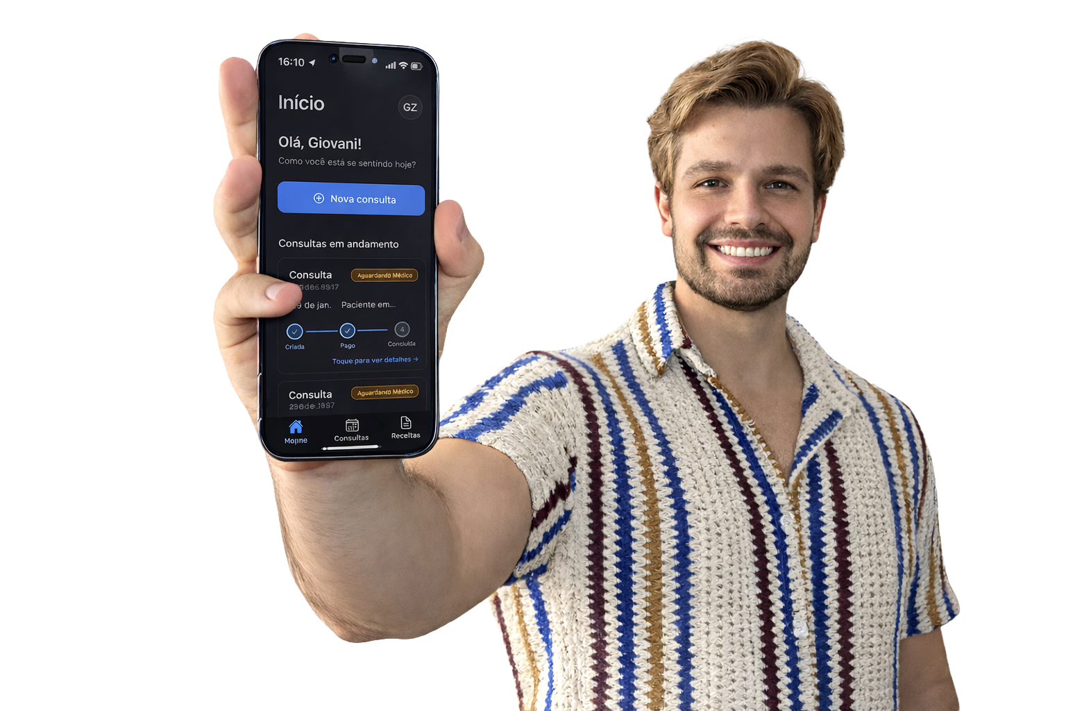 Pessoa usando o app Receitinha